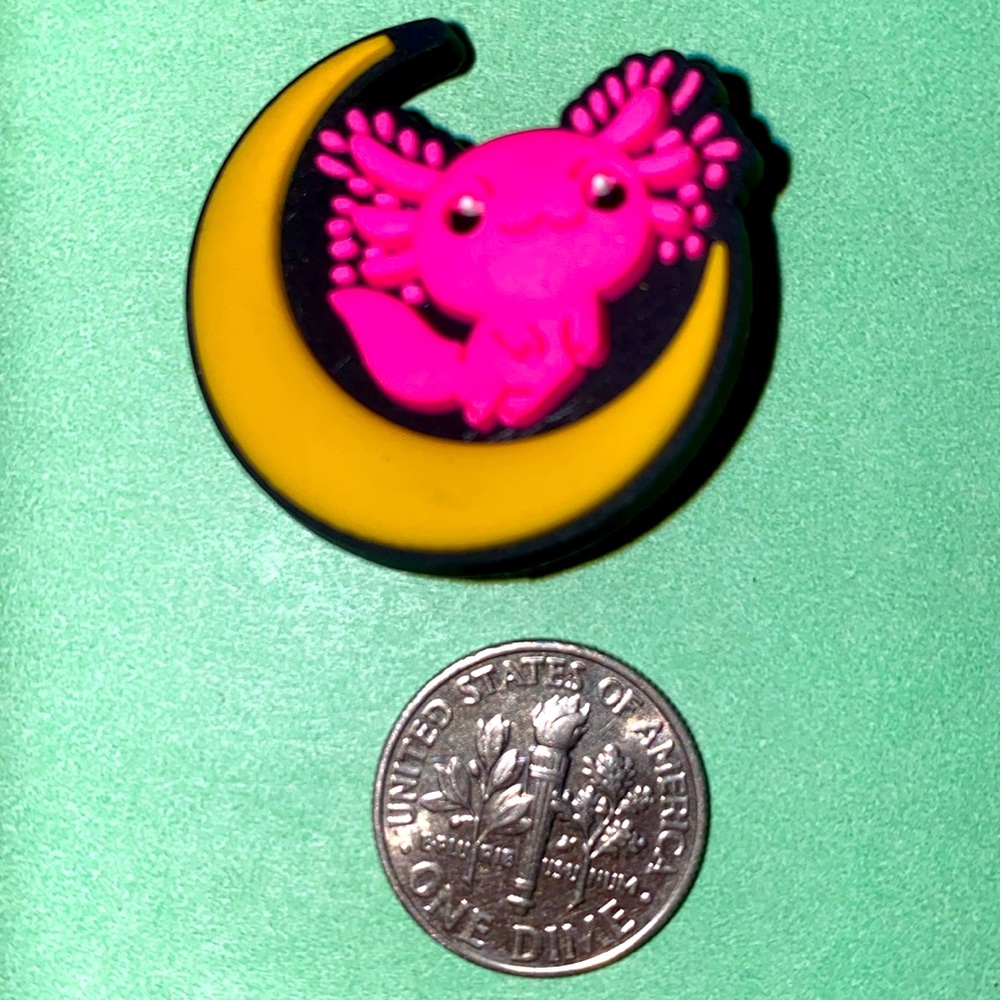 (10 for $15) Pink Axolotl on the Moon Mexican Salamander Crocs Shoe Charms